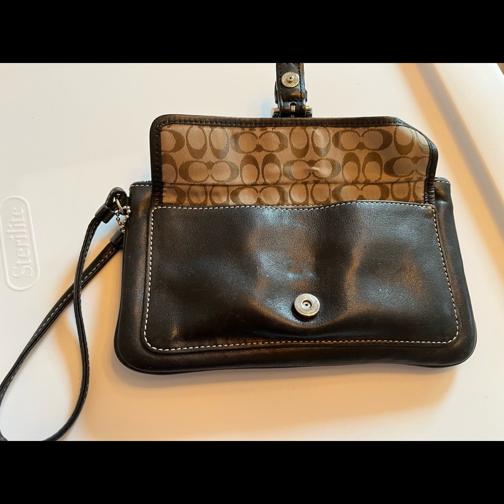 Coach Black Leather Wristlet